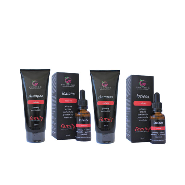 Trattamento Caduta - 2 Shampoo 200 ml + 2 Lozione 30 ml con contagocce
